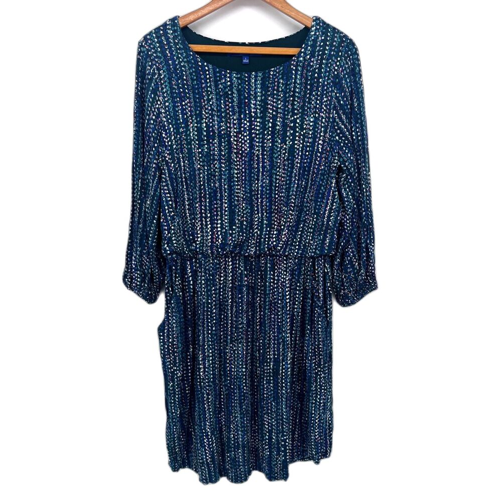 Apt 9 Abstract Spatter Blouson Jersey Dress Comfy Casual Stretchy‎ Size Large
